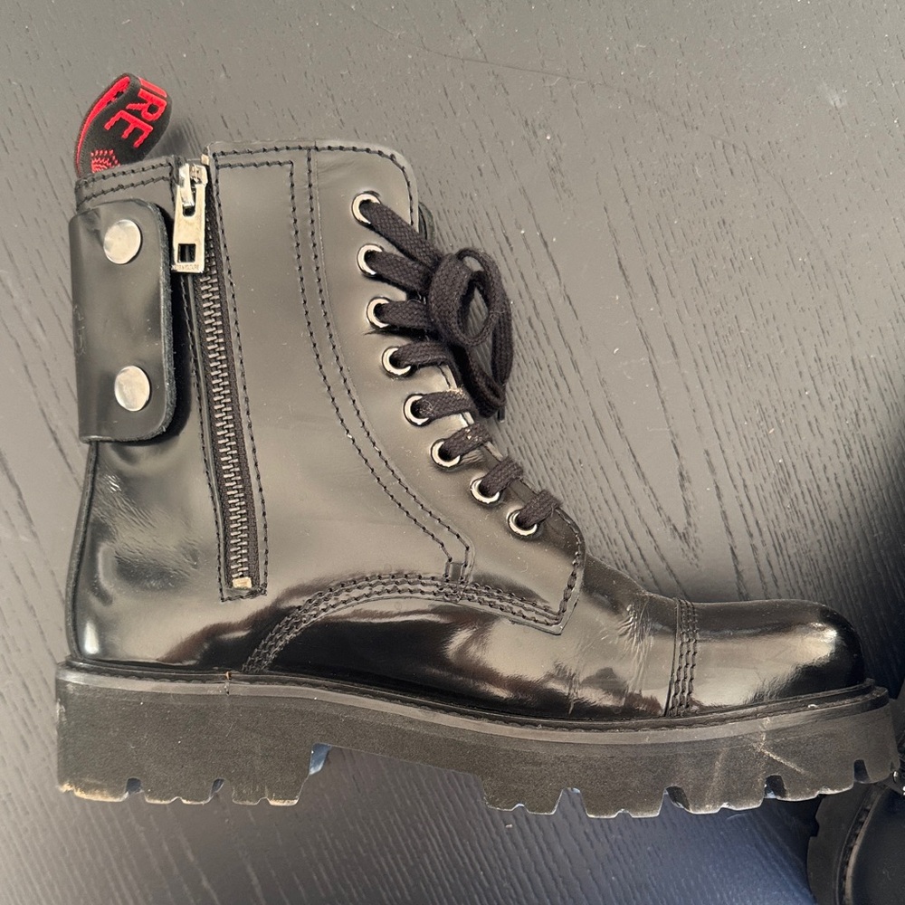 Zadig & Voltaire Glossy Black Lace-Up Boots - Picture 5 of 8